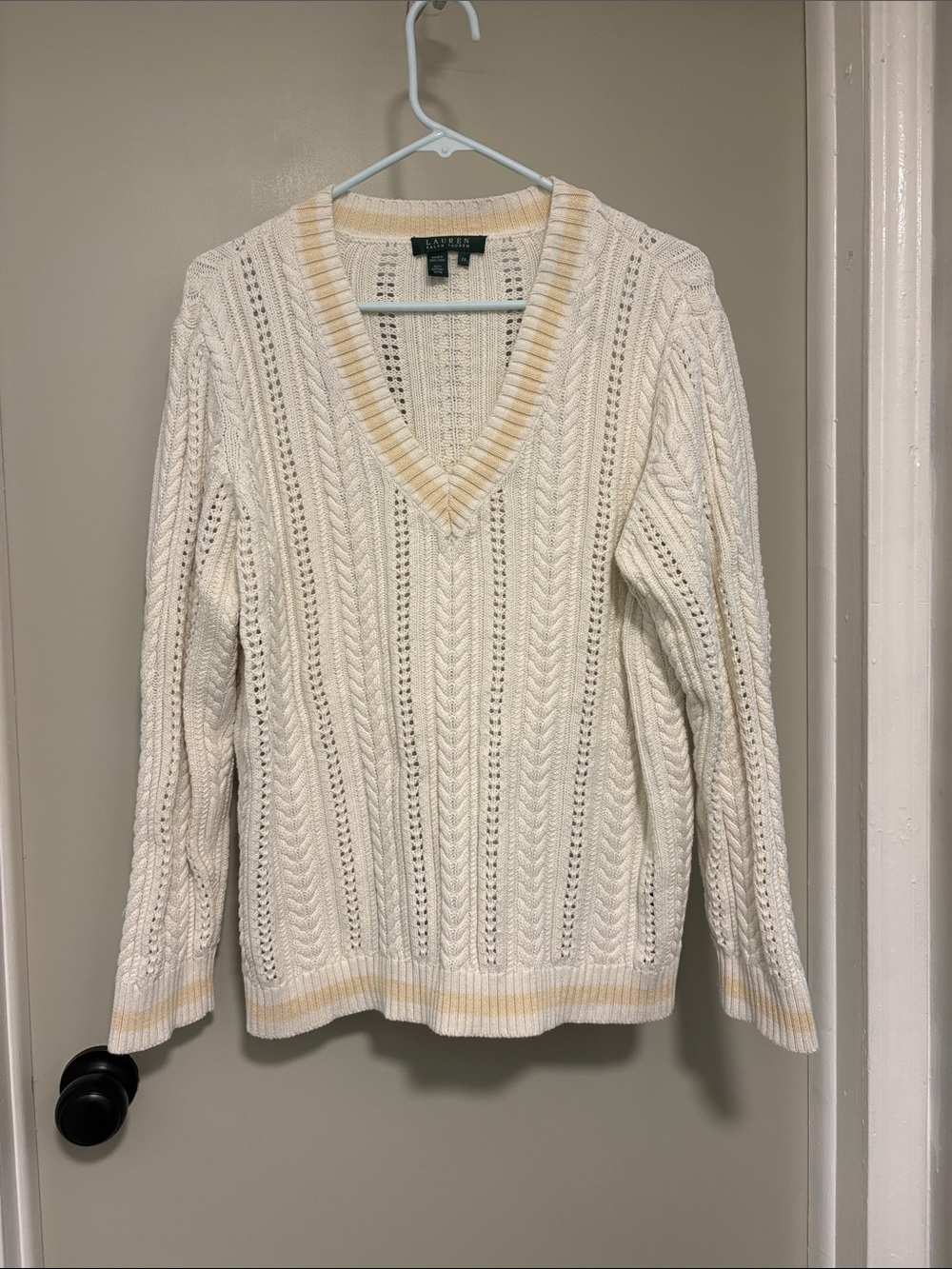 Lauren Ralph Lauren v neck cotton sweater. Size 2X